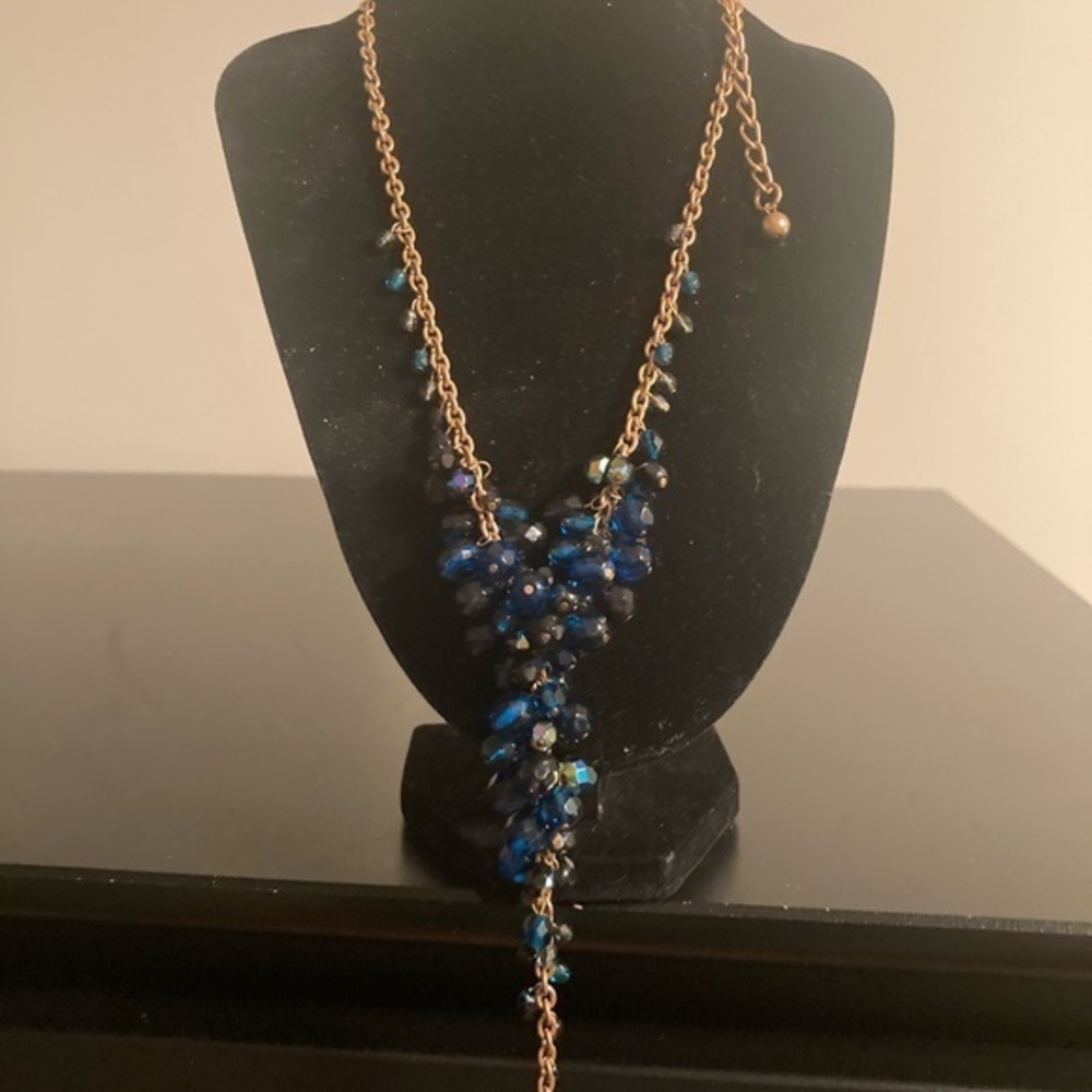 Chico's Gold Necklace with Deep Blue Accents